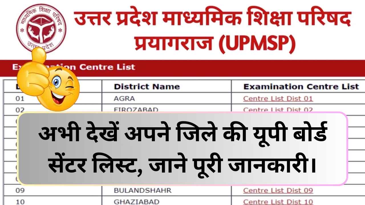 UPMSP Centre List 2025 Kaise Dekhe